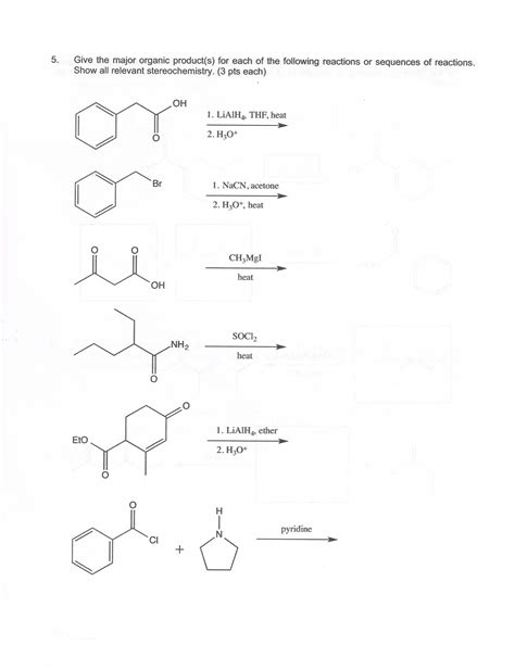 Science Chemistry <b>For each of the following</b> <b>reactions</b> draw the structure of <b>the major</b> organic <b>product</b> in the box provided. . Provide the major product of the following reaction